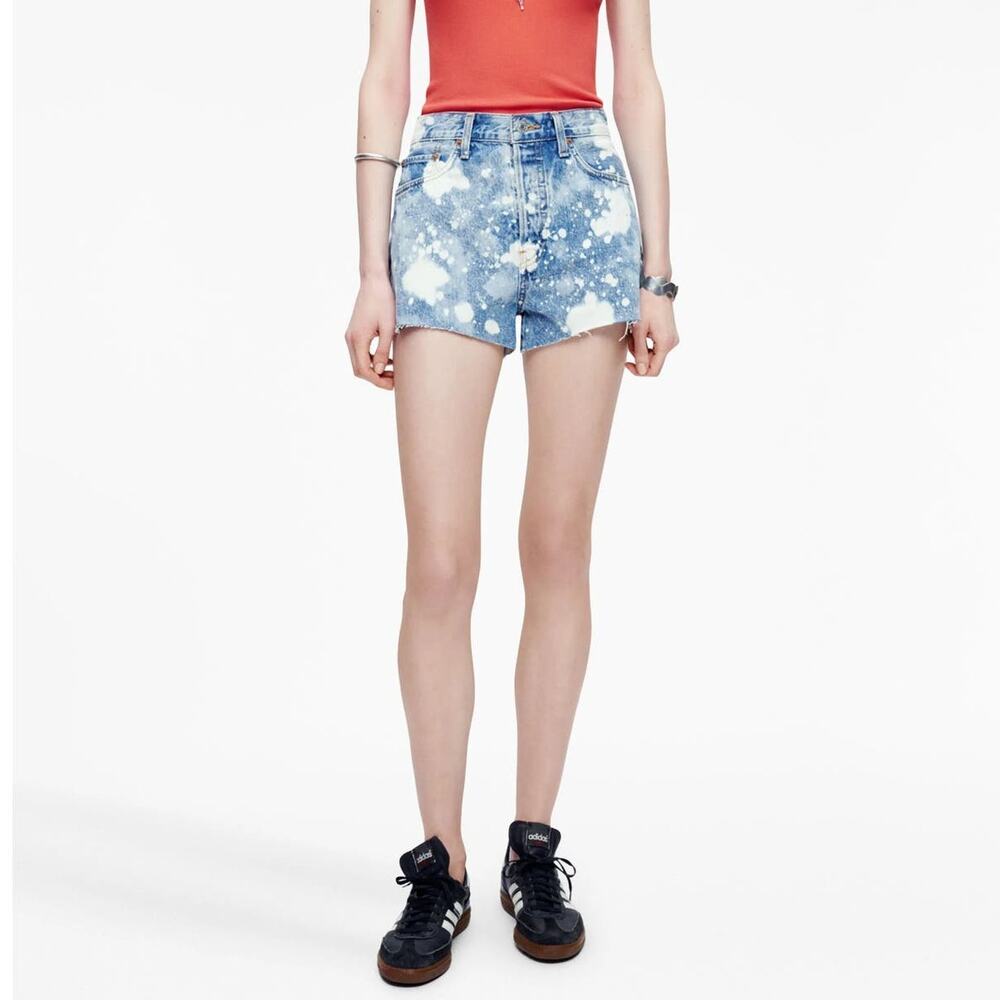 RE/DONE 70's High Rise Splashed Bleached Effect Denim Shorts Size 28 NEW - Picture 11 of 11